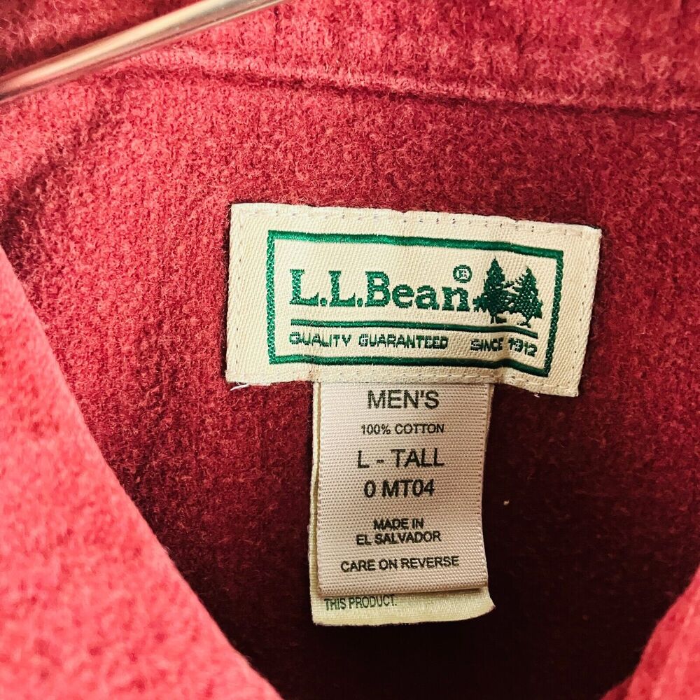 LL Bean Shirt Mens XL Tall Red Long Sleeve Button Down Shacket Vintage Autumn - Picture 3 of 8